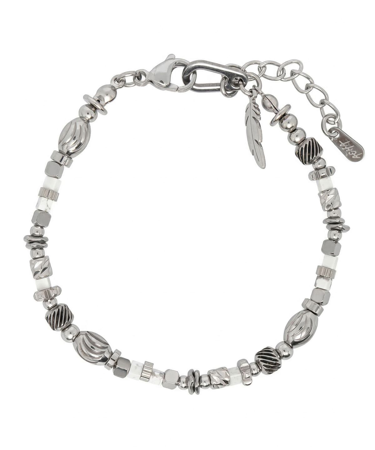 아차(ACHA) Karint stainless steel & beaded bracelet _ white