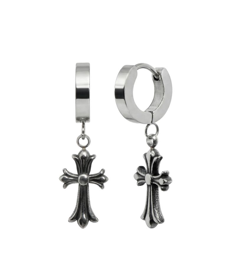 S.steel cross pendant earrings _ silver