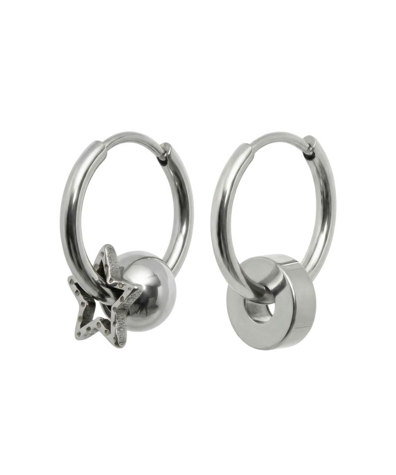 S.steel triple pendant earrings _ silver