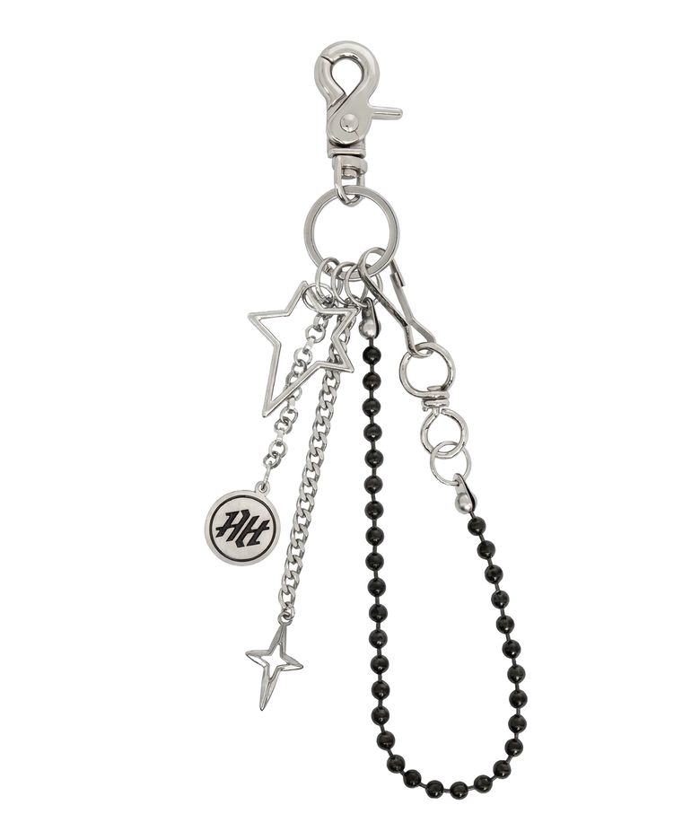 Double star chain keyring _ silver