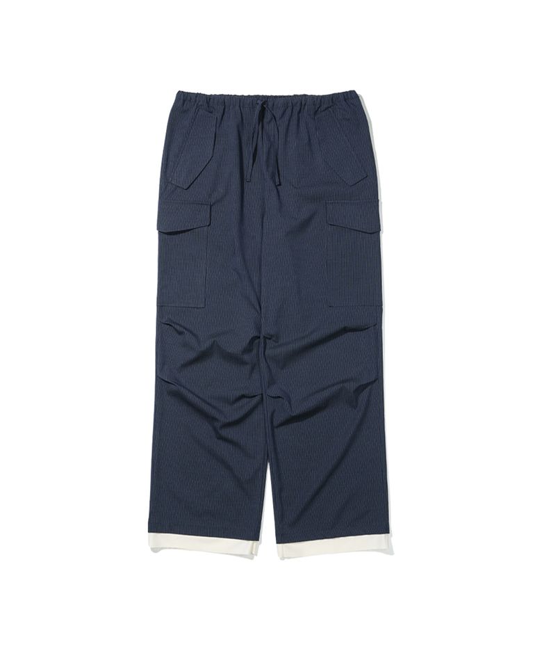 PETER LAYERED STRIPE SLACKS - NAVY