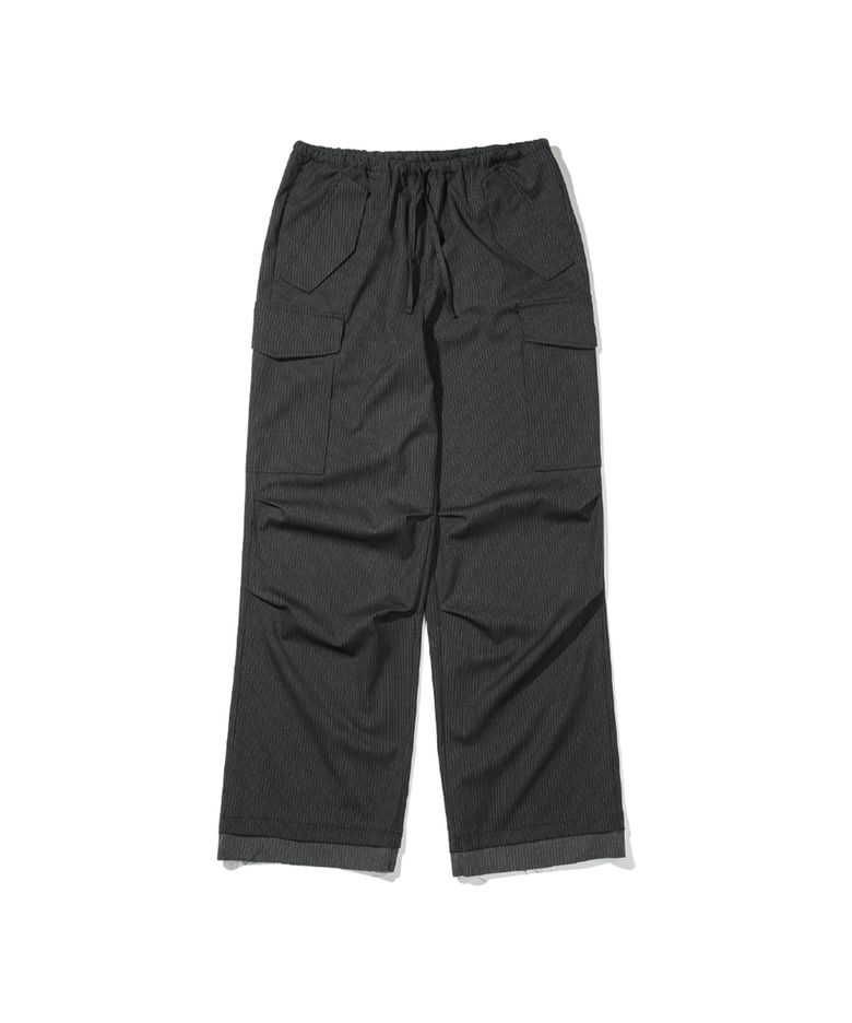 (W) PETER LAYERED STRIPE SLACKS - GRAY