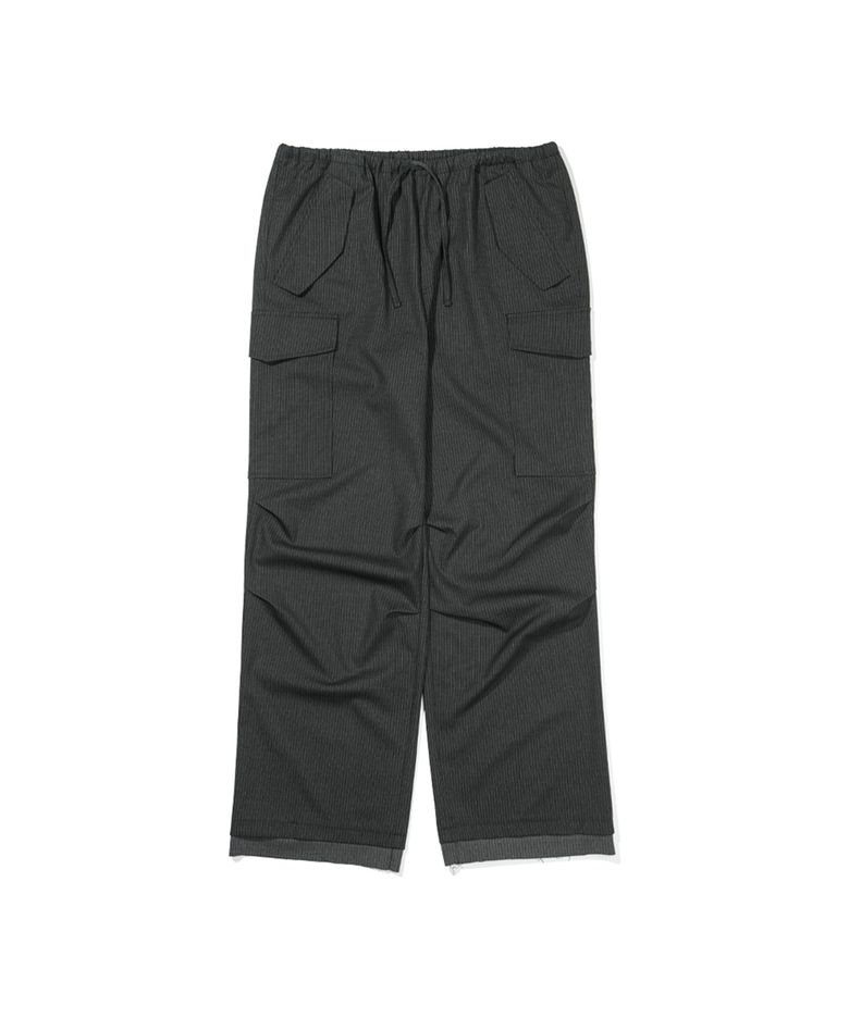 PETER LAYERED STRIPE SLACKS - GRAY