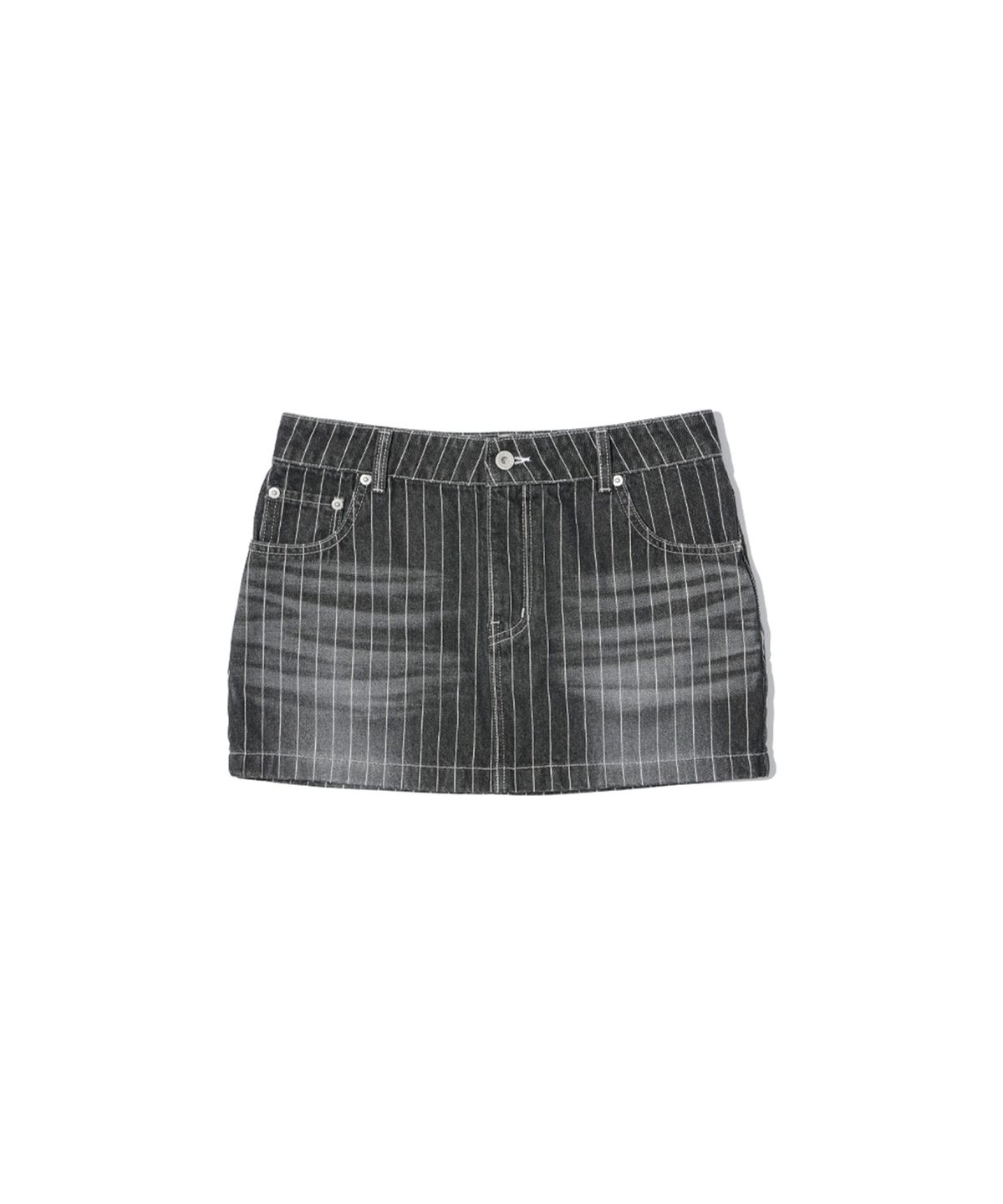 마이네임이즈피터(MYNAMEISPETER) (W) PETER STRIPE DENIM SHORT SKIRT - BLACK