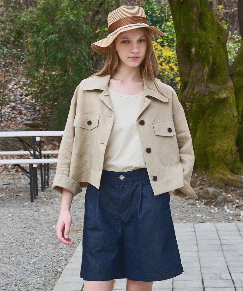 Ease linen crop jacket_2 Colors