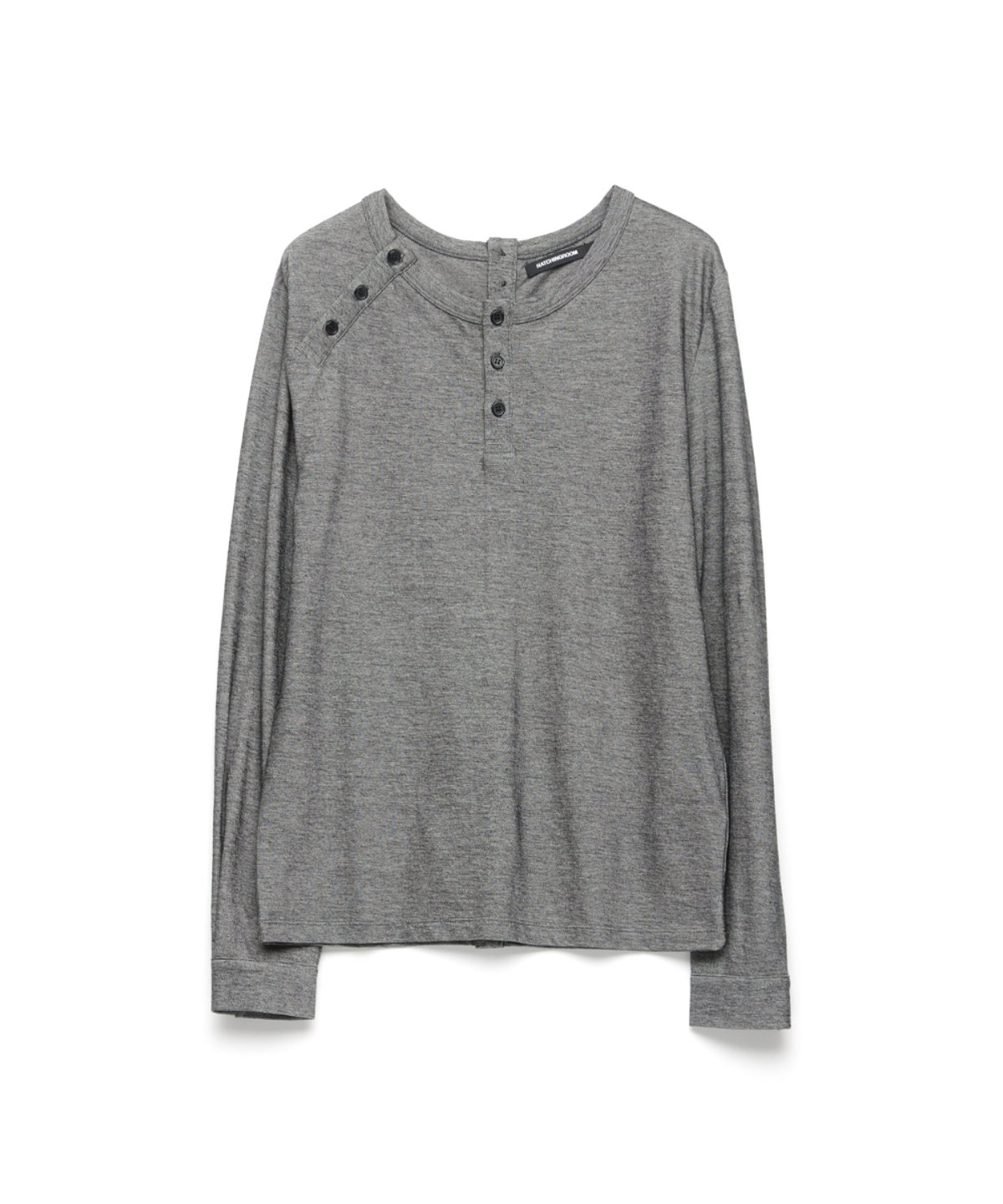 해칭룸(HATCHINGROOM) Triple Henley Neck Tee Grey