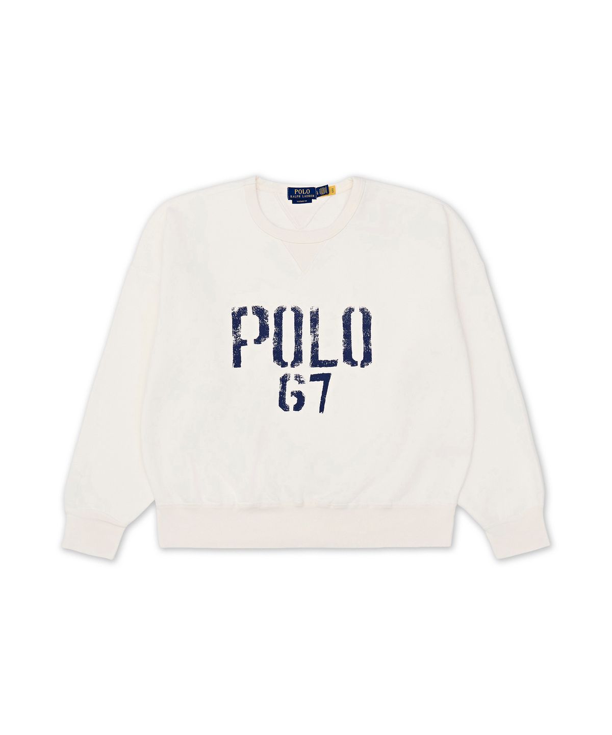 폴로 랄프 로렌(POLO RALPH LAUREN) 빈티지핏 플리스 그래픽 스웨트셔츠-화이트