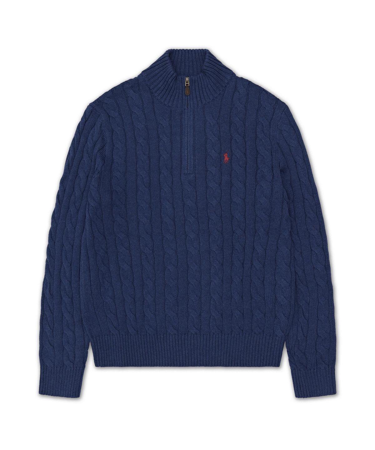폴로 랄프 로렌(POLO RALPH LAUREN) 케이블 니트 코튼 쿼터 지퍼 스웨터-네이비