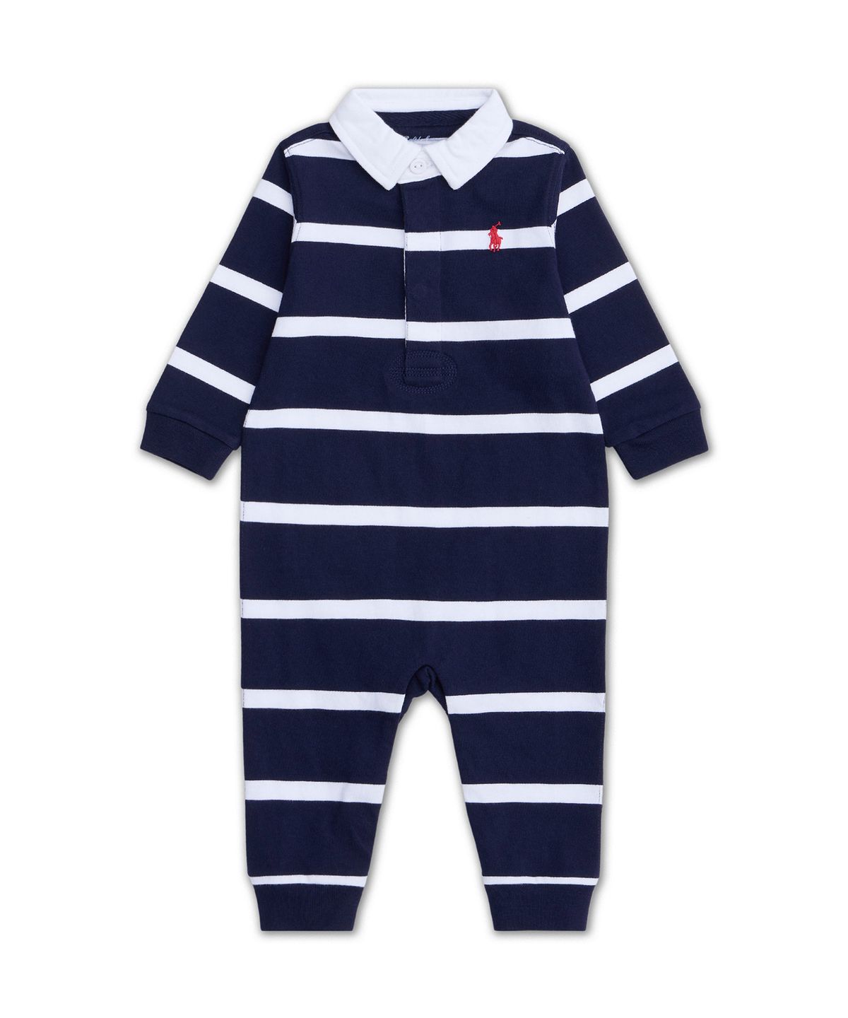 폴로 랄프 로렌 칠드런(POLO RALPH LAUREN CHILDREN) 스트라이프 코튼 럭비 커버올-네이비