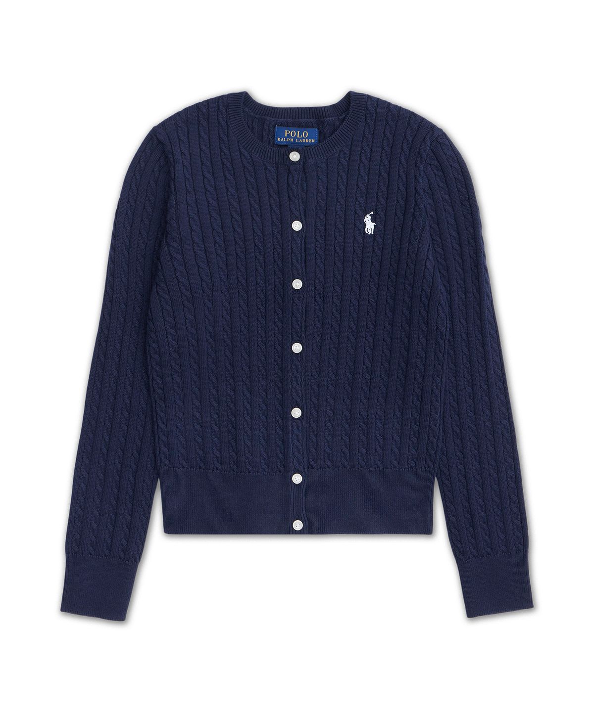 폴로 랄프 로렌 칠드런(POLO RALPH LAUREN CHILDREN) 미니 케이블 코튼 카디건-네이비
