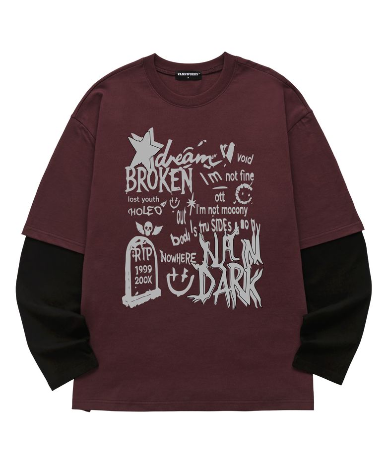 [F/W신상특가] 레이어드 BROKEN STAR 롱슬리브 (VVLL0220) 버건디/블랙