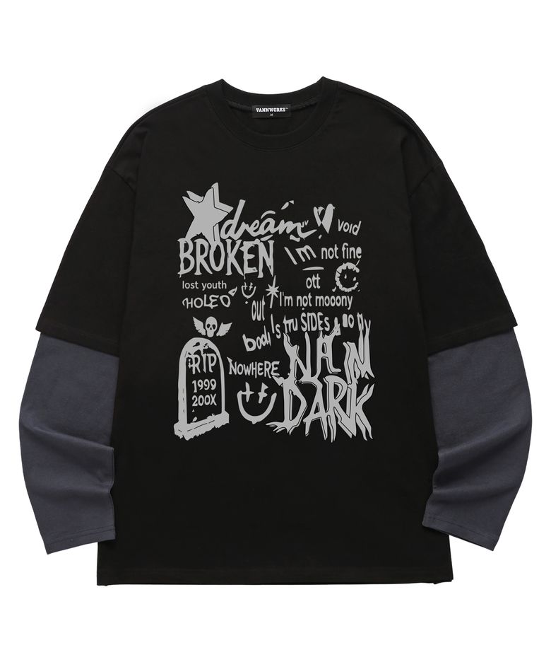 [F/W신상특가] 레이어드 BROKEN STAR 롱슬리브 (VVLL0220) 블랙/차콜