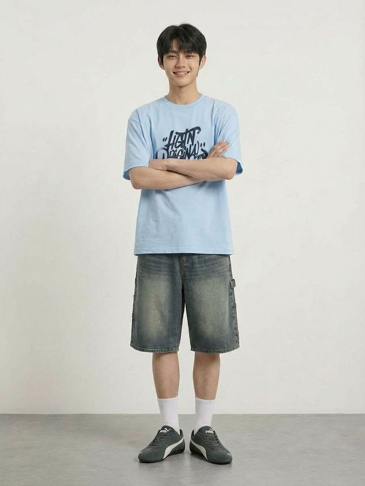 행텐 틴즈(HANGTEN TEENS) 틴즈 카펜터 6부 버뮤다 데님팬츠_285(14570-056-404-10)
