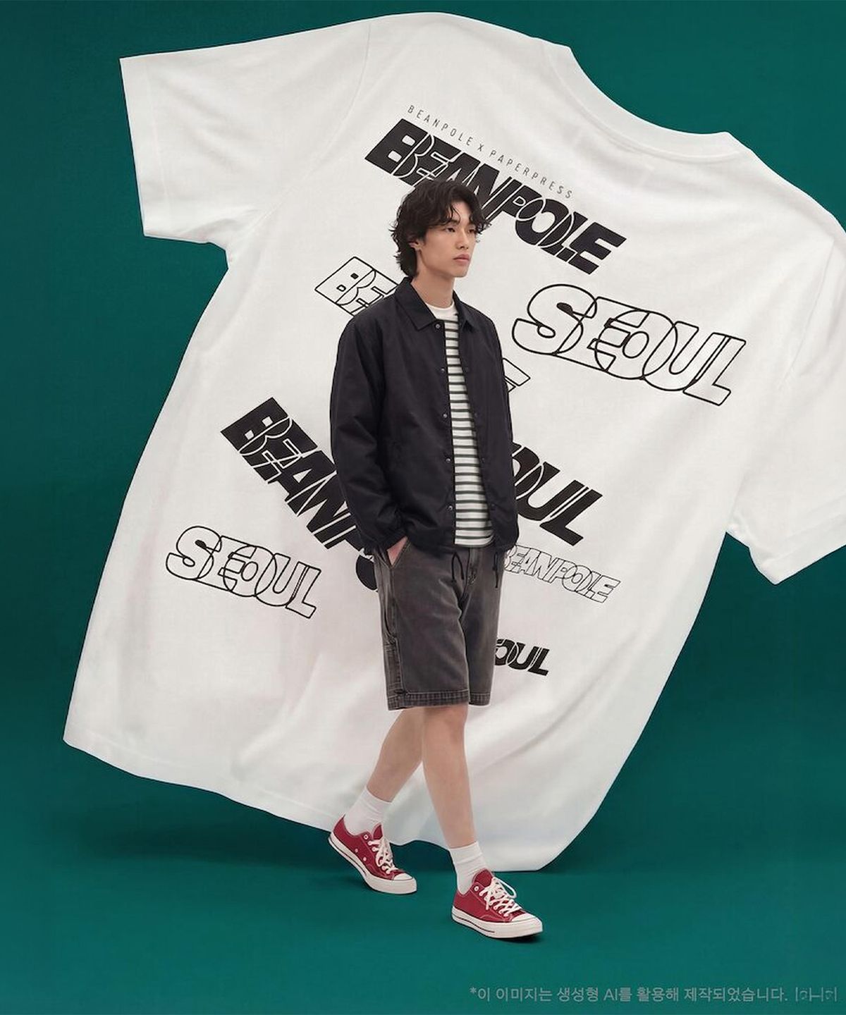 빈폴 멘(BEANPOLE MEN) PAPER PRESS X BEANPOLE 백프린트 코치 아우터  블랙