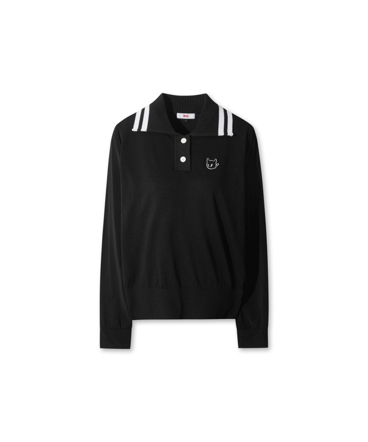 왁(WAAC) Women Big Collar Knit Hybrid Polo WWTBM26301BKX