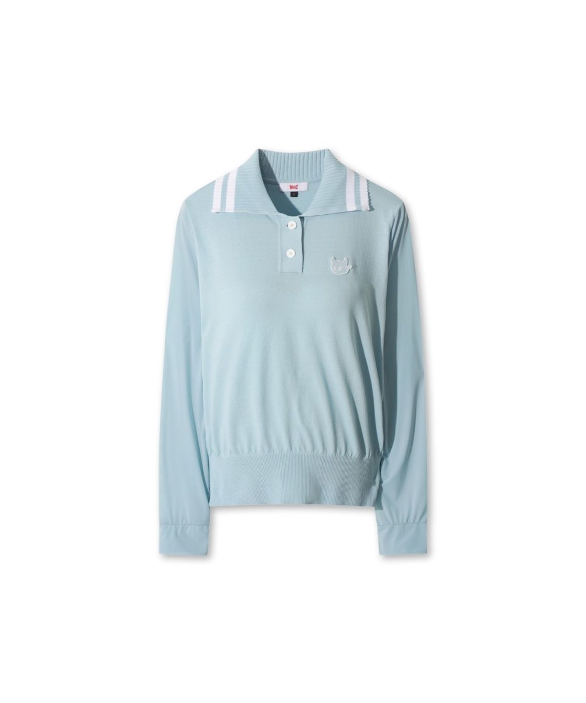 왁(WAAC) Women Big Collar Knit Hybrid Polo WWTBM26301BUL