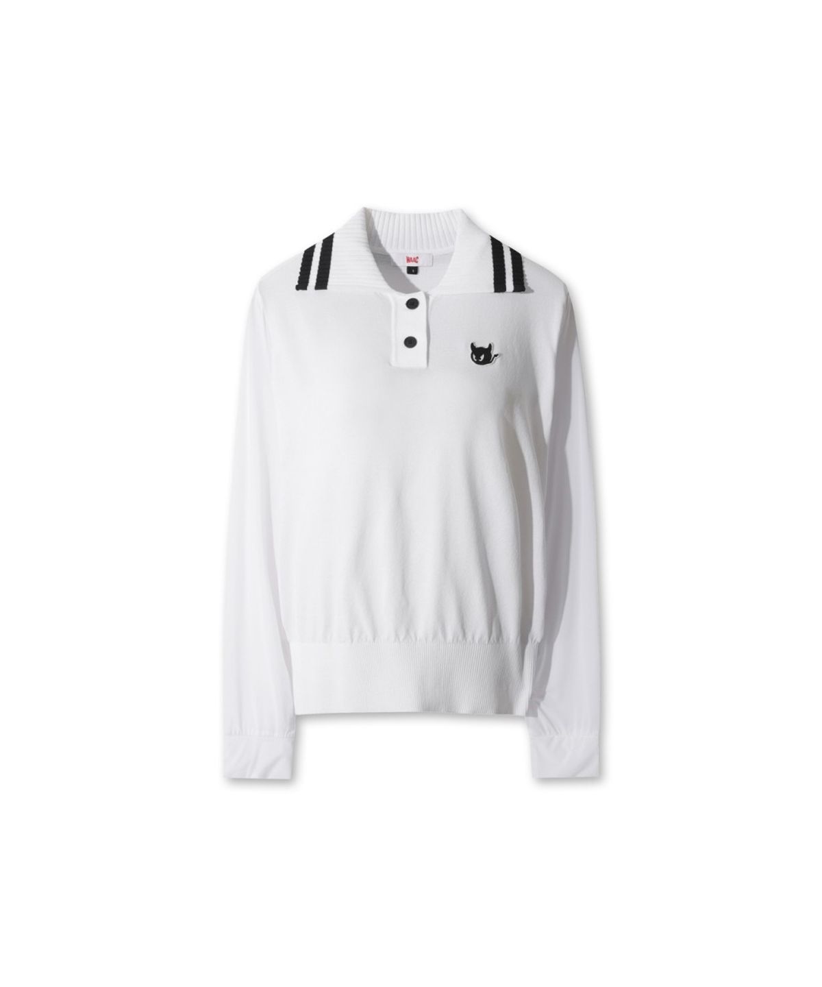 왁(WAAC) Women Big Collar Knit Hybrid Polo WWTBM26301WHX