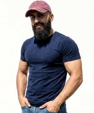 에센셜 무지 머슬핏 반팔티셔츠 네이비