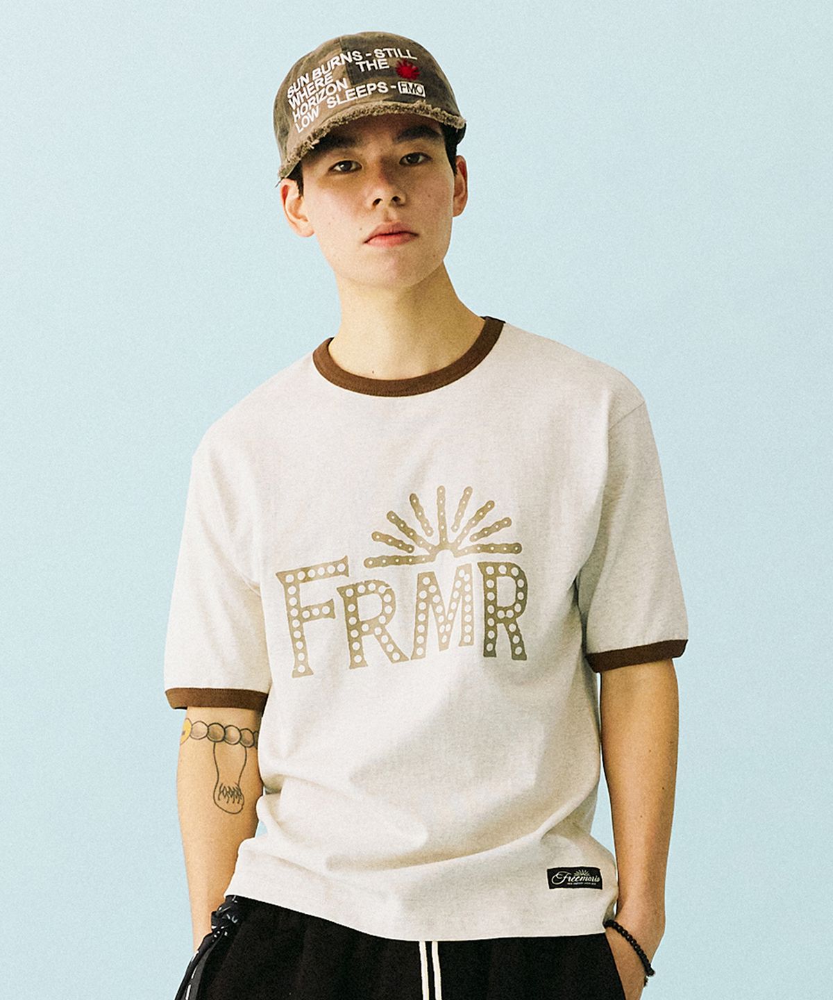 프리마리오(FREEMARIO) 던라이트 링거 티셔츠 [오트밀]