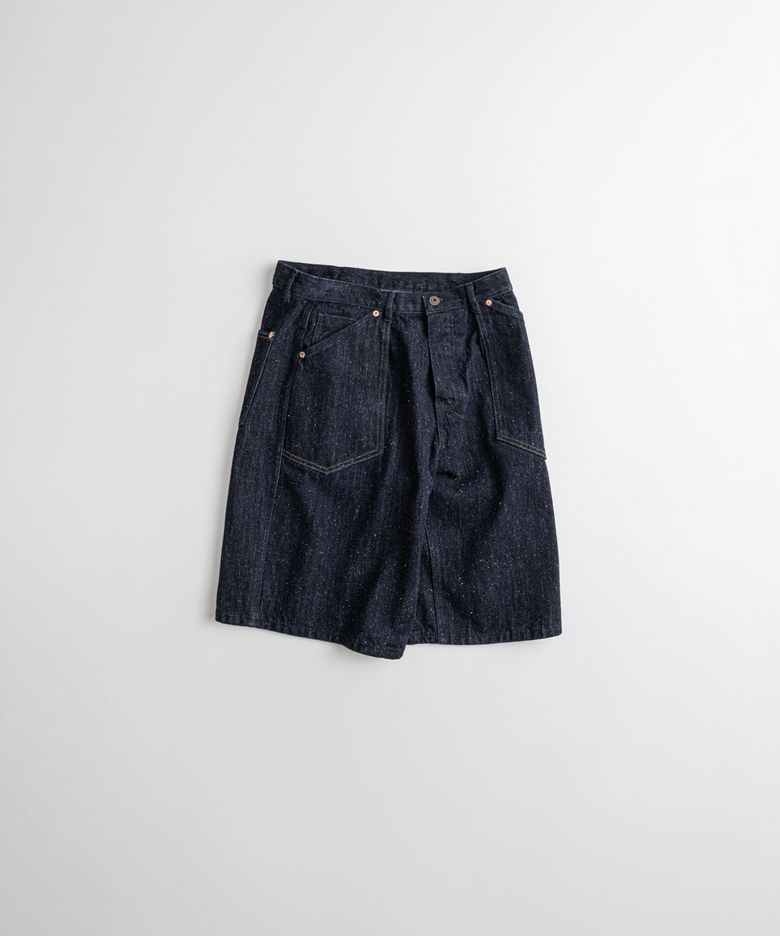DISTRESSED M35 1/2 TROUSERS nep indigo