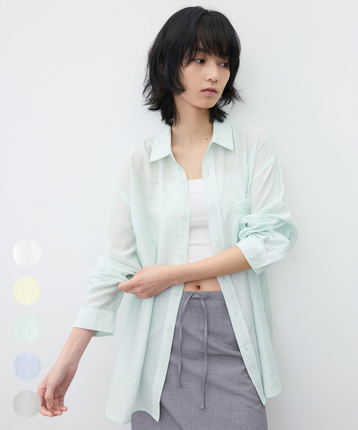 수아레 우먼(SUARE WOMEN) (우먼)시어 실크 린넨 셔츠 - 5 COLOR