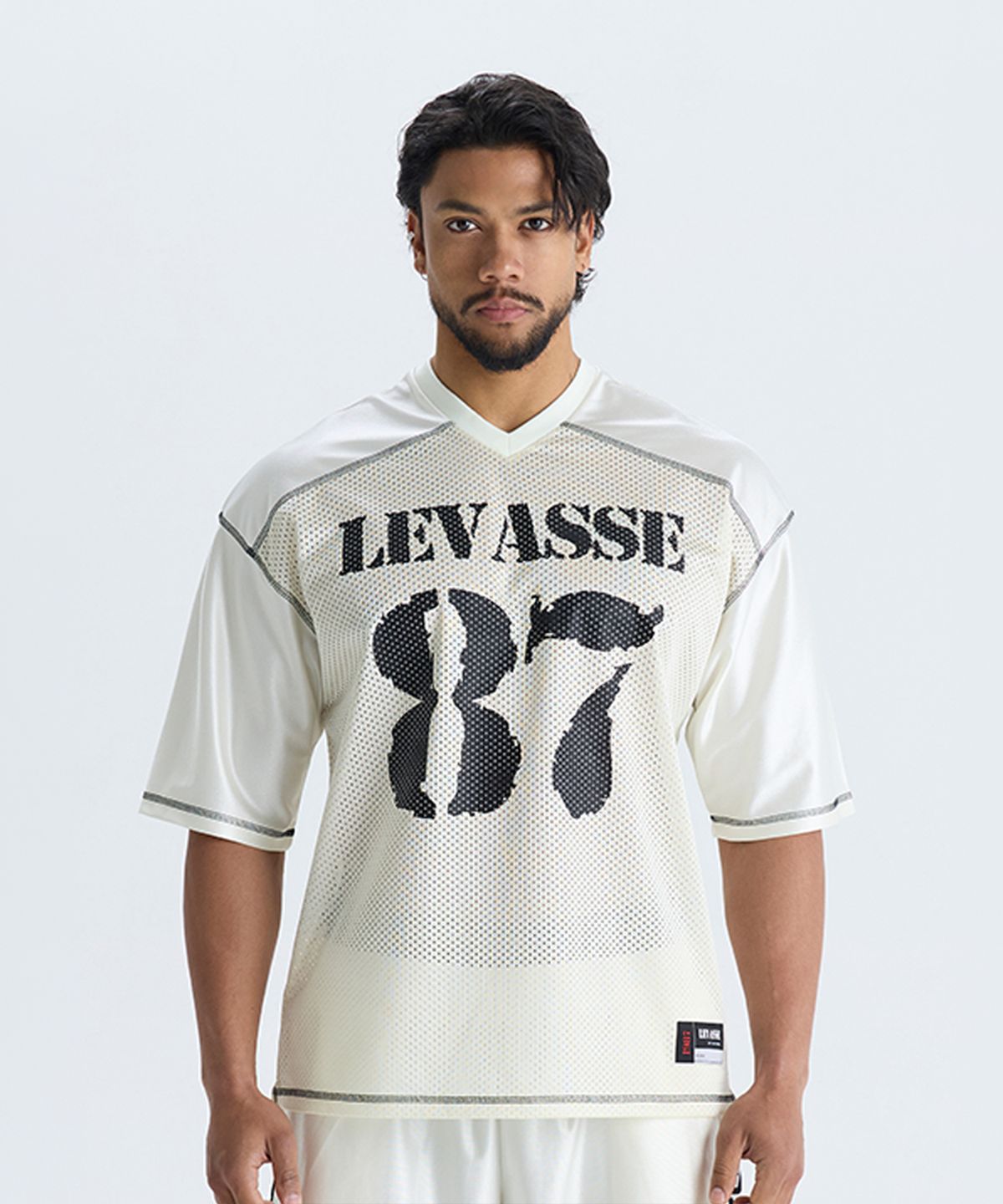 르바세(LEVASSE) Mesh Rugby Shirt – Cream