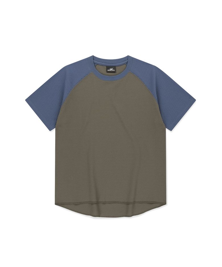 Aero Waffle Raglan Tee Taupe/Blue