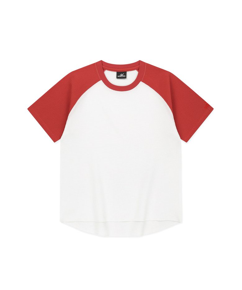 Aero Waffle Raglan Tee White/Red