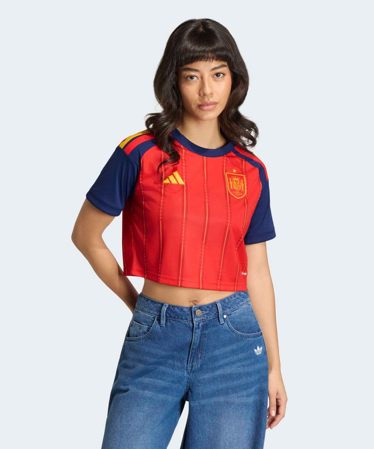 아디다스(ADIDAS) 스페인 26 홈 크롭 저지 - 레드 / KE8079