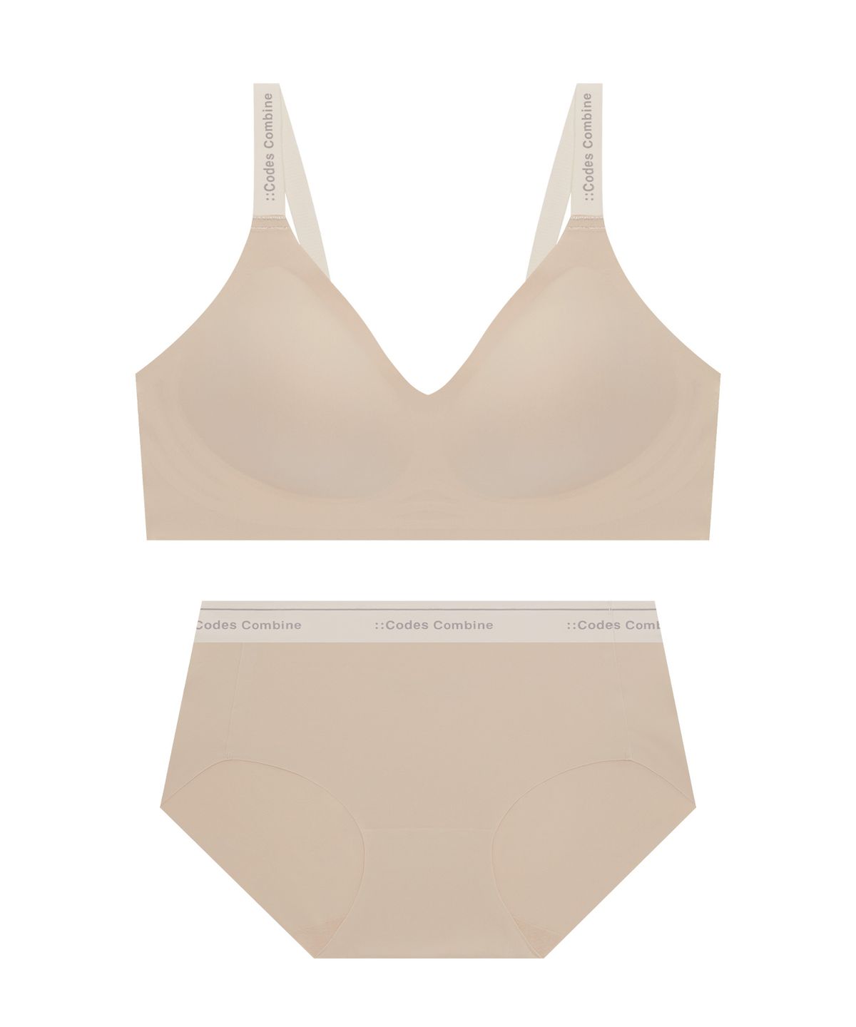 코데즈컴바인 이너웨어(CODES COMBINE INNERWEAR) 리프트업 볼륨일체형 노후크 심리스 브라팬티 세트_스킨