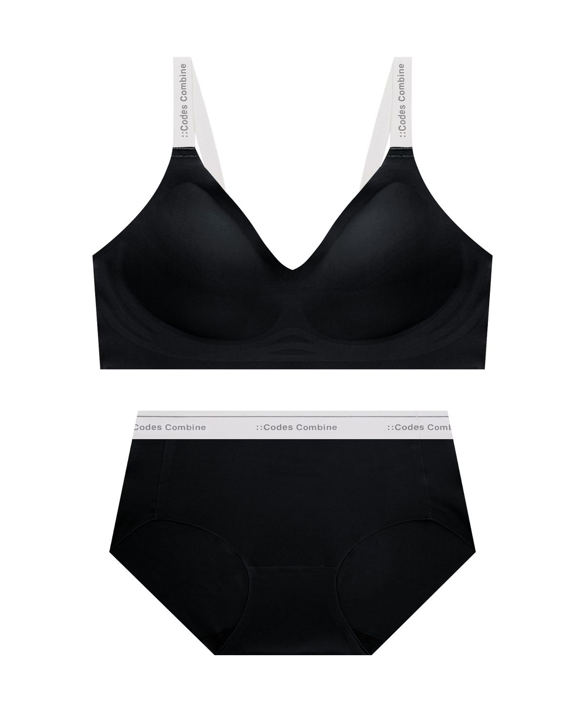 코데즈컴바인 이너웨어(CODES COMBINE INNERWEAR) 리프트업 볼륨일체형 노후크 심리스 브라팬티 세트_블랙