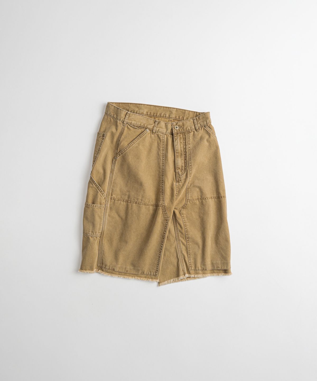 비헤비어(BEHEAVYER) WASHED CANVAS DOUBLE KNEE 1/2 PANTS tan