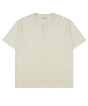 헨리넥 오버핏 반팔 티셔츠_아이보리