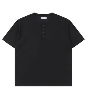 헨리넥 오버핏 반팔 티셔츠_블랙