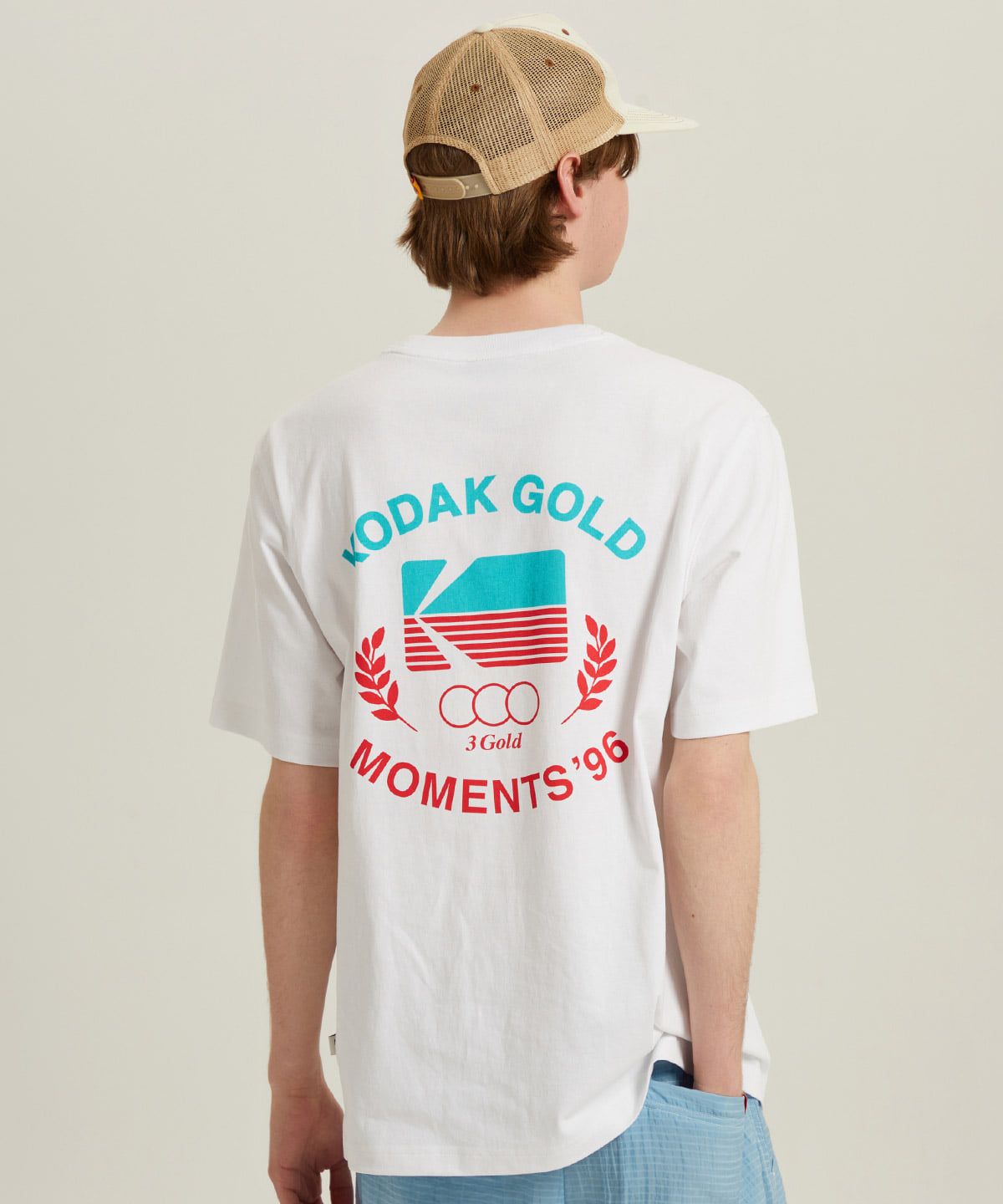 코닥(KODAK) 골드모먼트 코튼 그래픽 반팔 티셔츠 WHITE