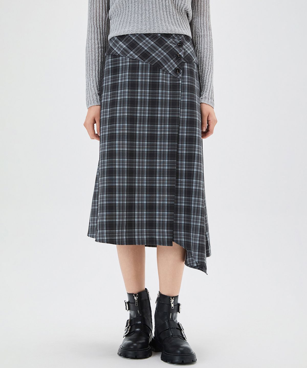 미쏘(MIXXO) 체크 언발 스커트 RE WHG326B_MIWWHG50QB