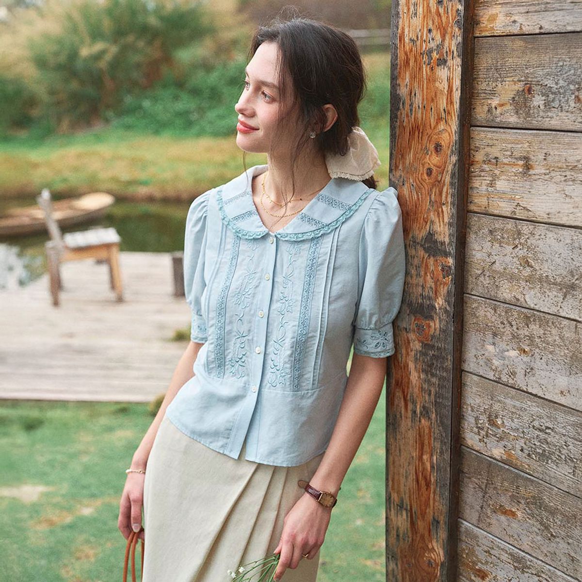 심플레트로(SIMPLE RETRO) SR_Breeze lace blouse