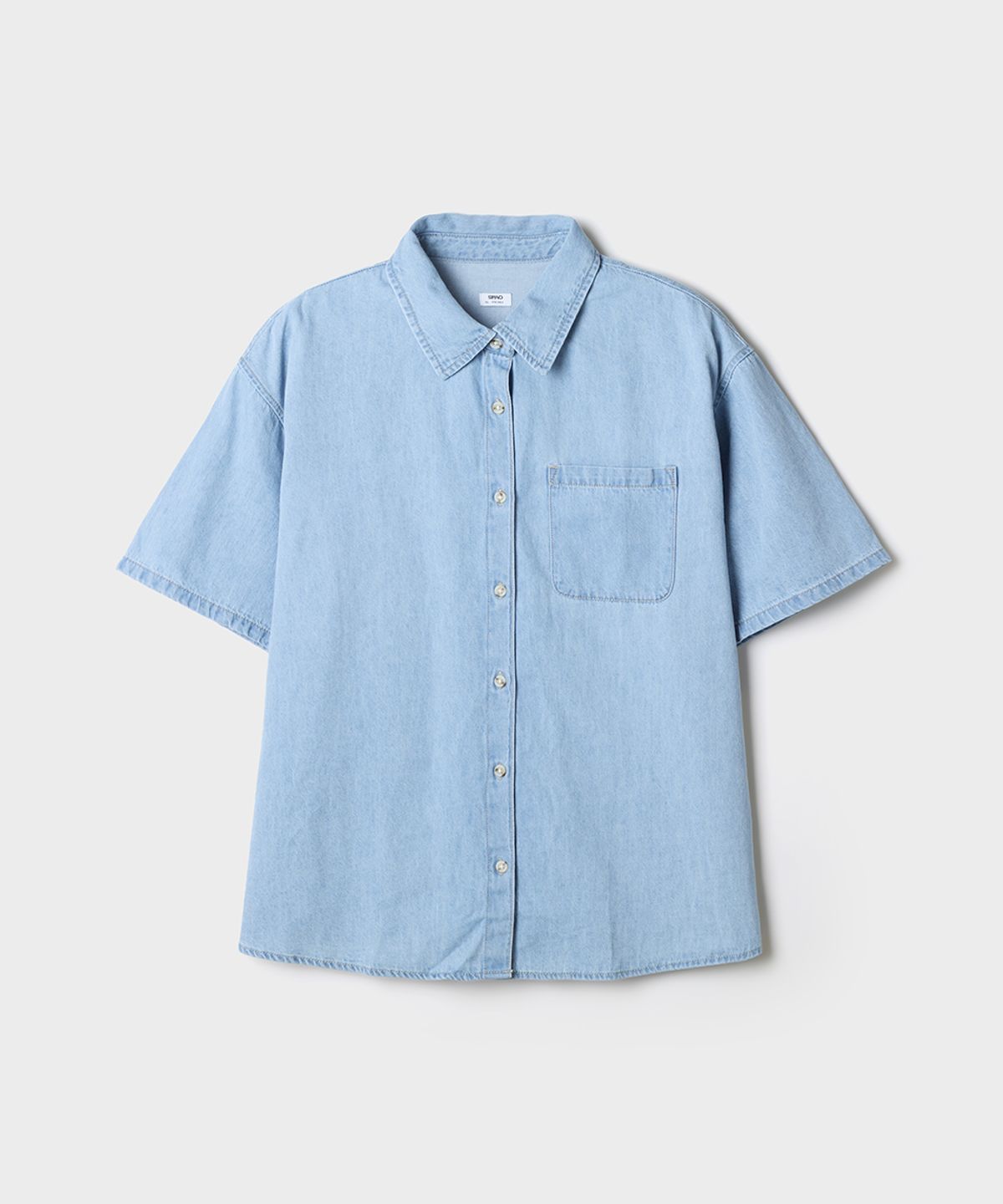 스파오(SPAO) 릴랙스핏 반팔 데님 셔츠_SPYJG24G01