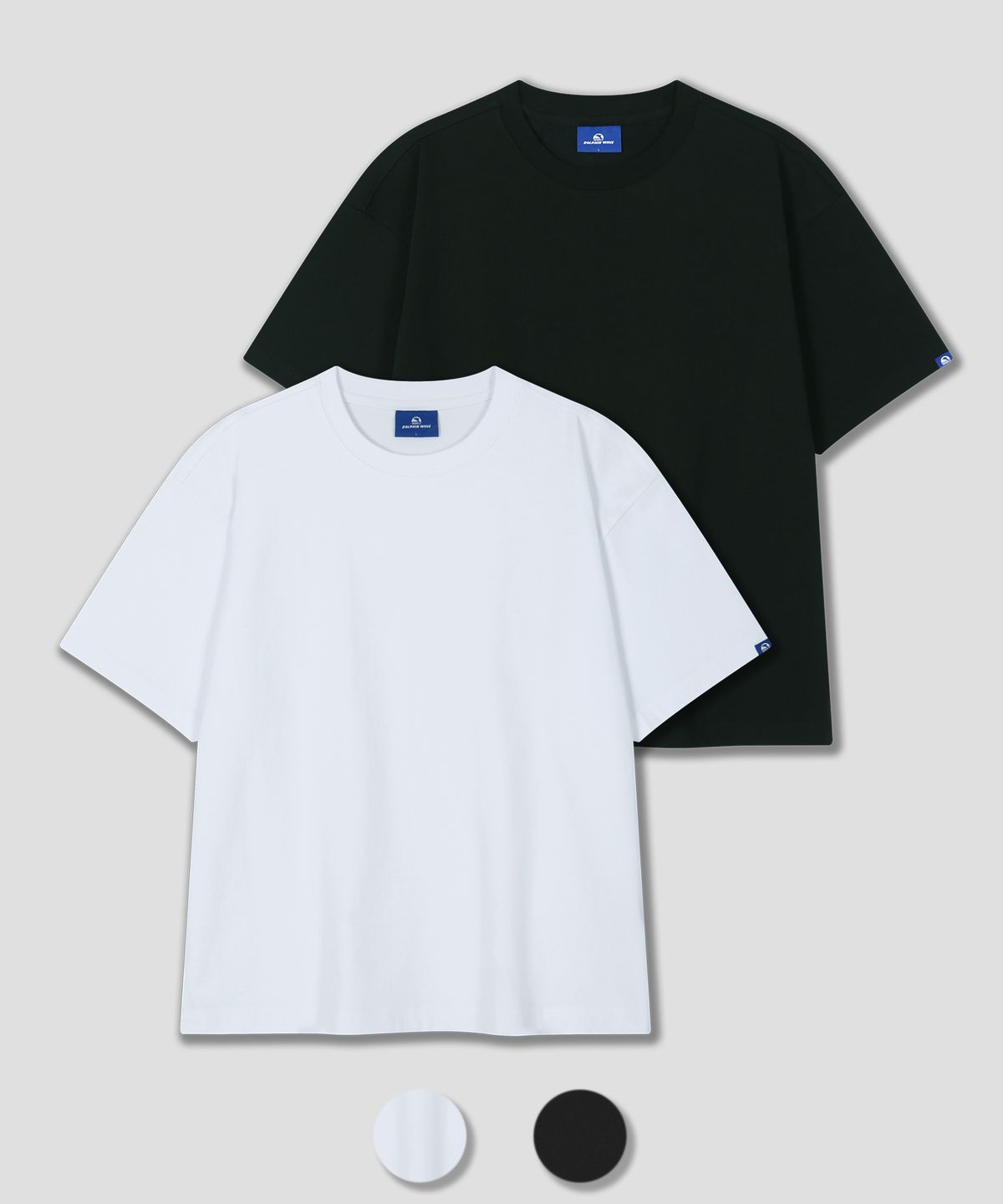 돌핀웨이브어패럴(DOLPHIN WAVE APPAREL) [2PACK] 돌핀 루즈 크롭 반팔 티셔츠 2팩