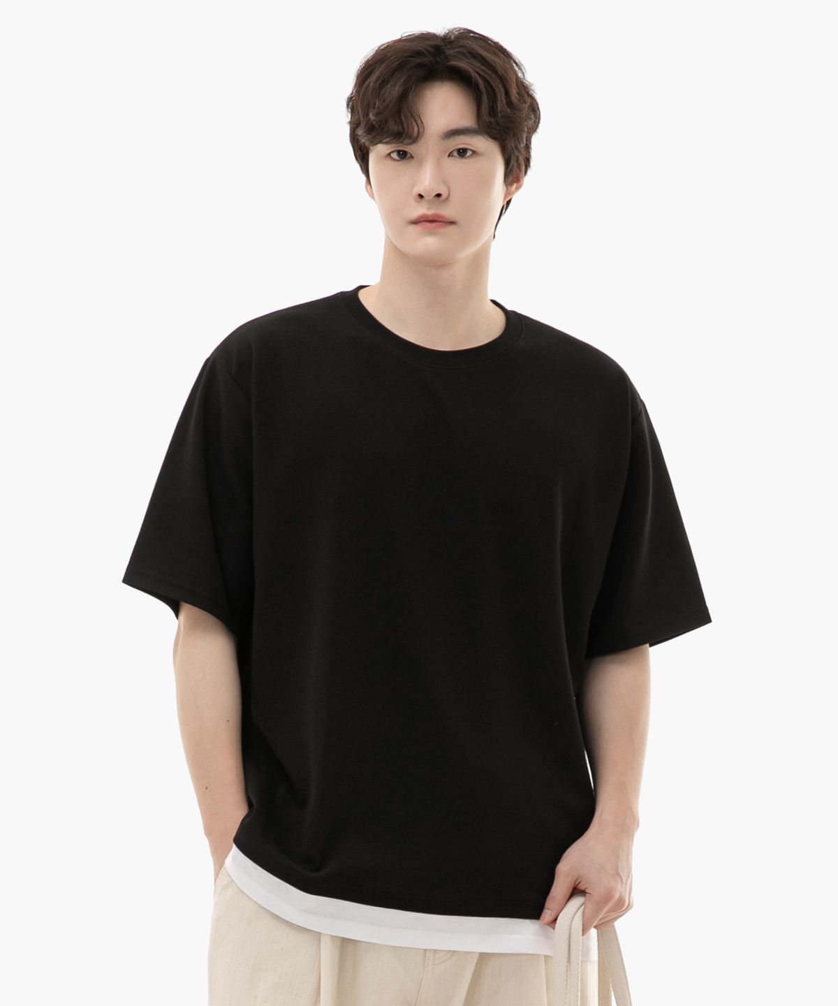 컨셉비(CONCEPTB) 리버풀 레이어드 반팔티 블랙