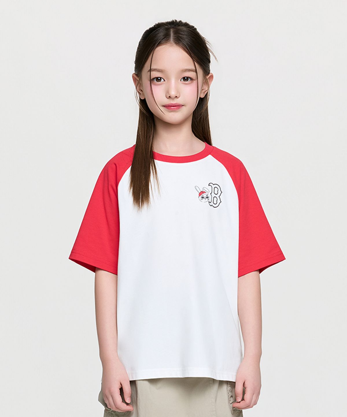 엠엘비 키즈(MLB KIDS) 스트릿 바크&바니 배색 라글란 티셔츠 BOS (L.Red)
