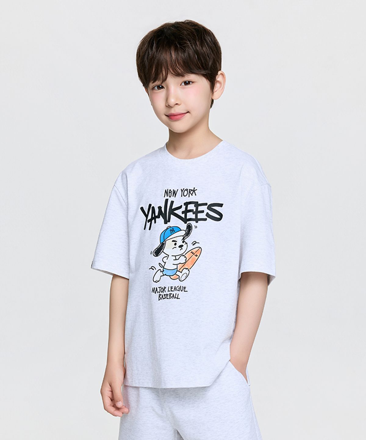 엠엘비 키즈(MLB KIDS) 스트릿 바크&바니 썸머 아트웍 티셔츠 NY (L.Melange Grey)