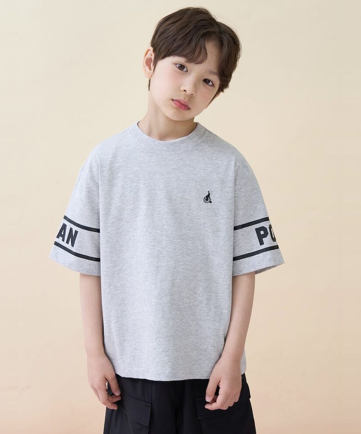 빈폴 키즈(BEANPOLE KIDS) 레터링 포인트 반소매 티셔츠  그레이 (BI6342U113)