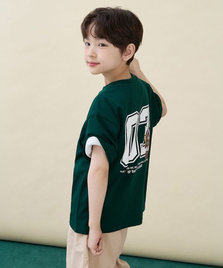 곰돌이 달이 숫자 그래픽 반팔 티셔츠  그린 (BI6342U13M)