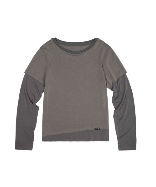 아캄(AAKAM) Contrast Layered Long Sleeve (Dark Gray) - 사이즈