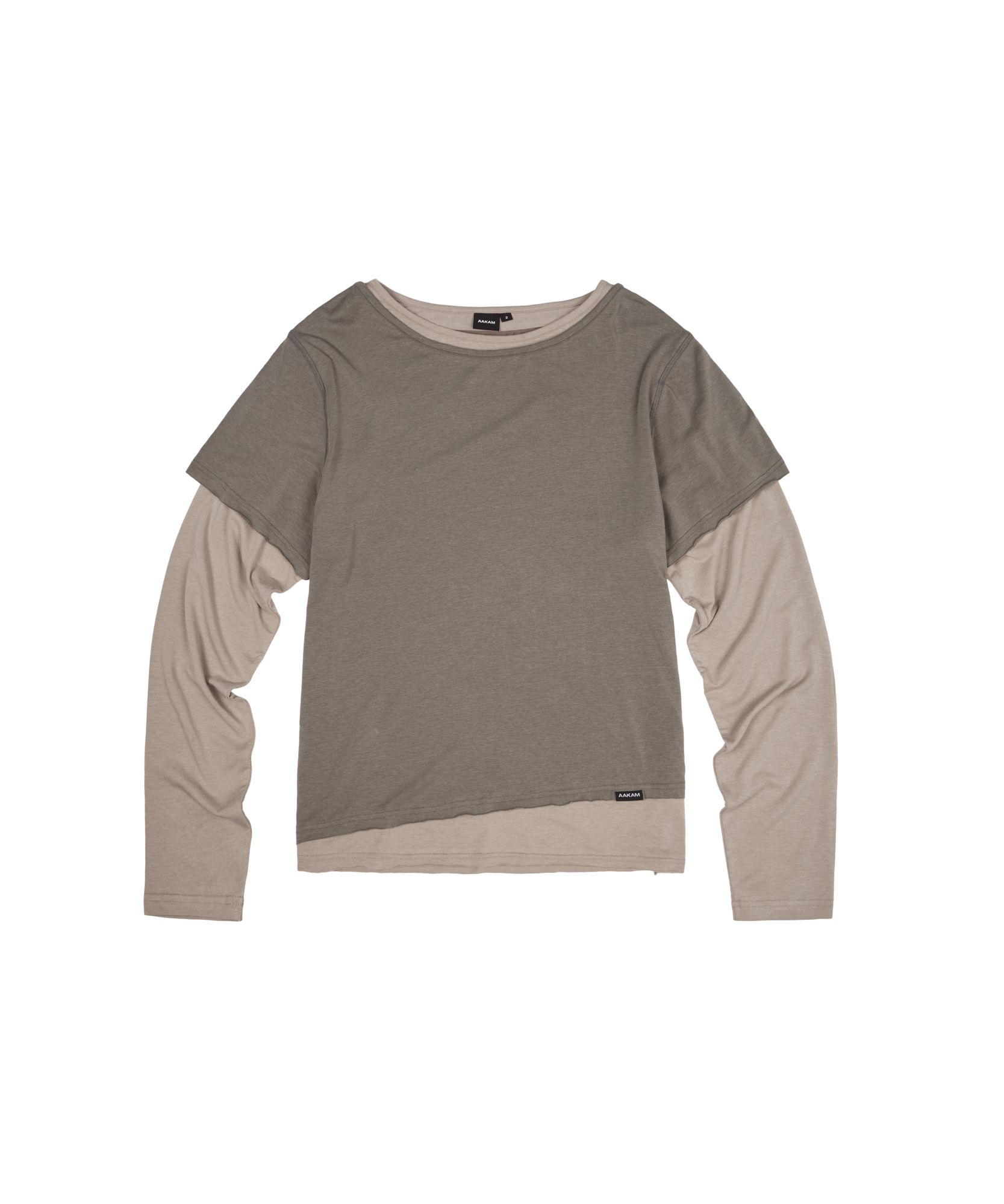 MUSINSA公式 | AAKAM Contrast Layered Long Sleeve (Khaki)