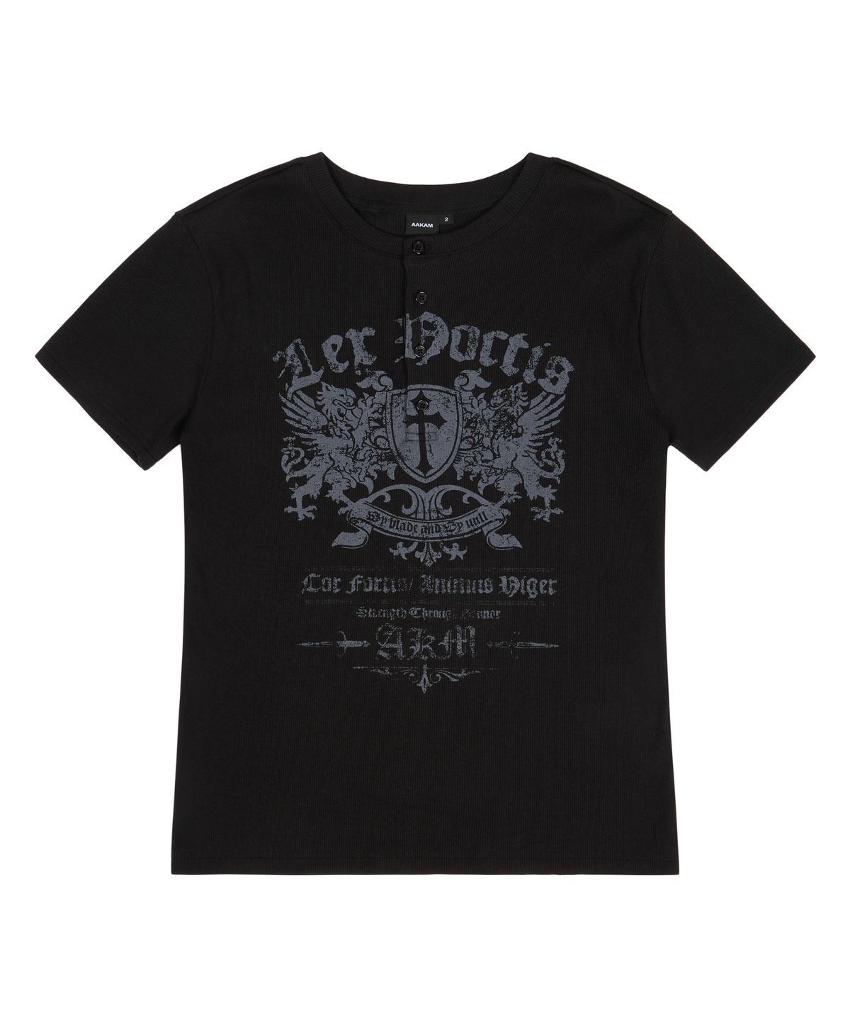 아캄(AAKAM) Shield Henry Neck Half Top (Black)