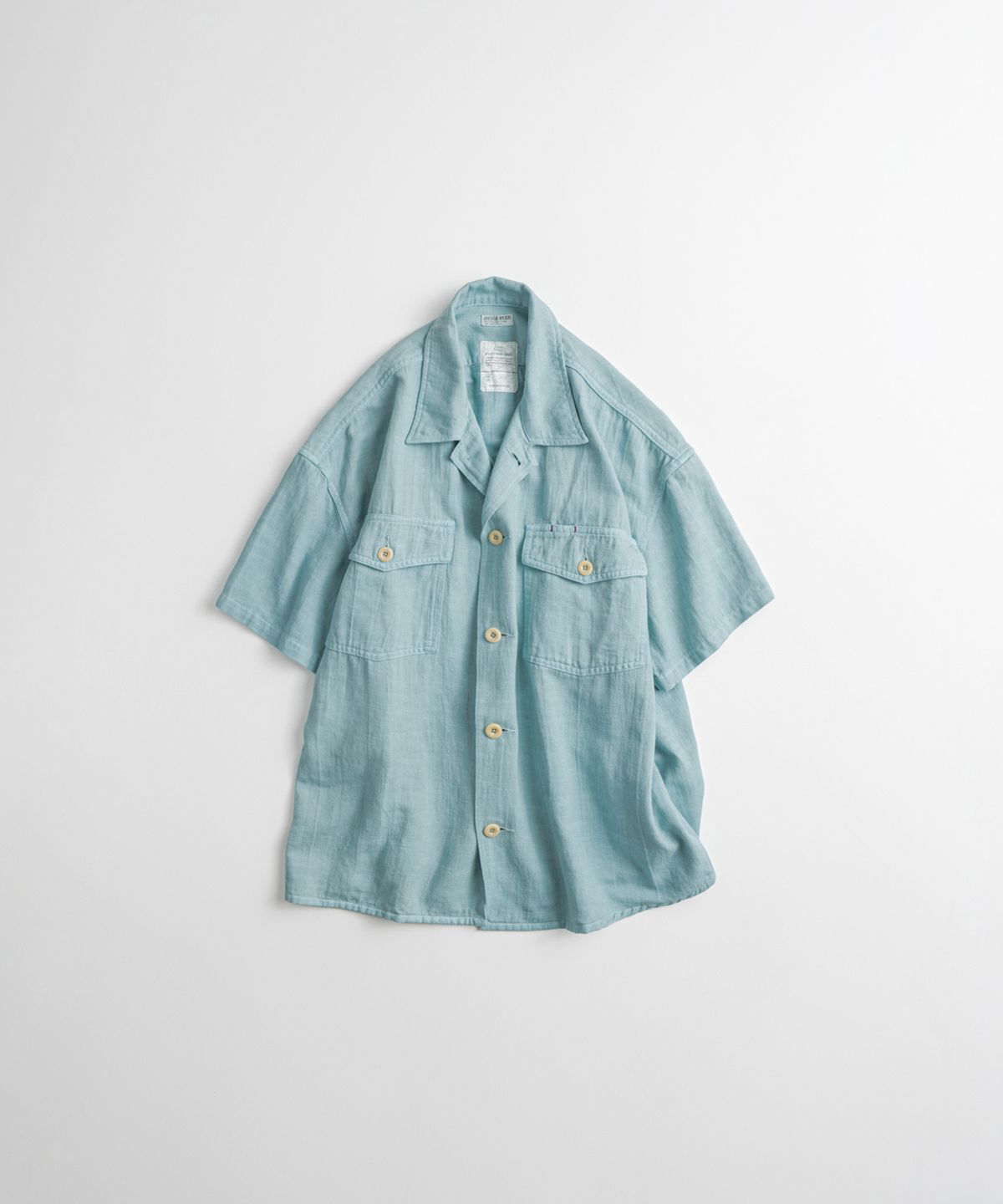 비헤비어(BEHEAVYER) DYED FATIGUE 1/2 SHIRTS sky blue