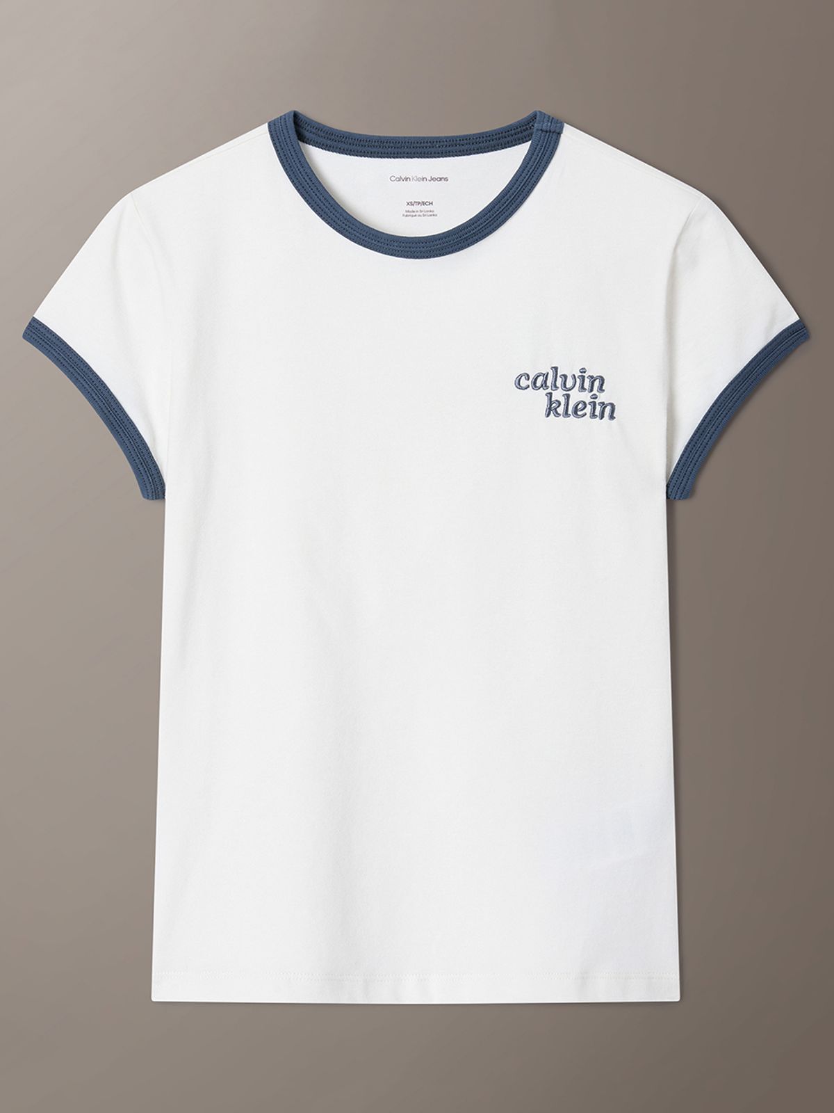 캘빈클라인 진(CALVIN KLEIN JEANS) 여성 슬림 로고 링거 반팔 티셔츠 47G803G YAS