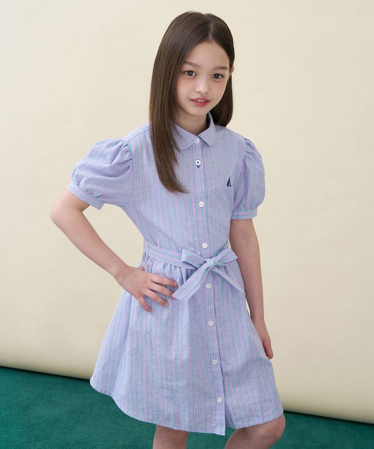 빈폴 키즈(BEANPOLE KIDS) 리넨 멀티 스트라이프 셔츠형 원피스 (BI6471G04V)